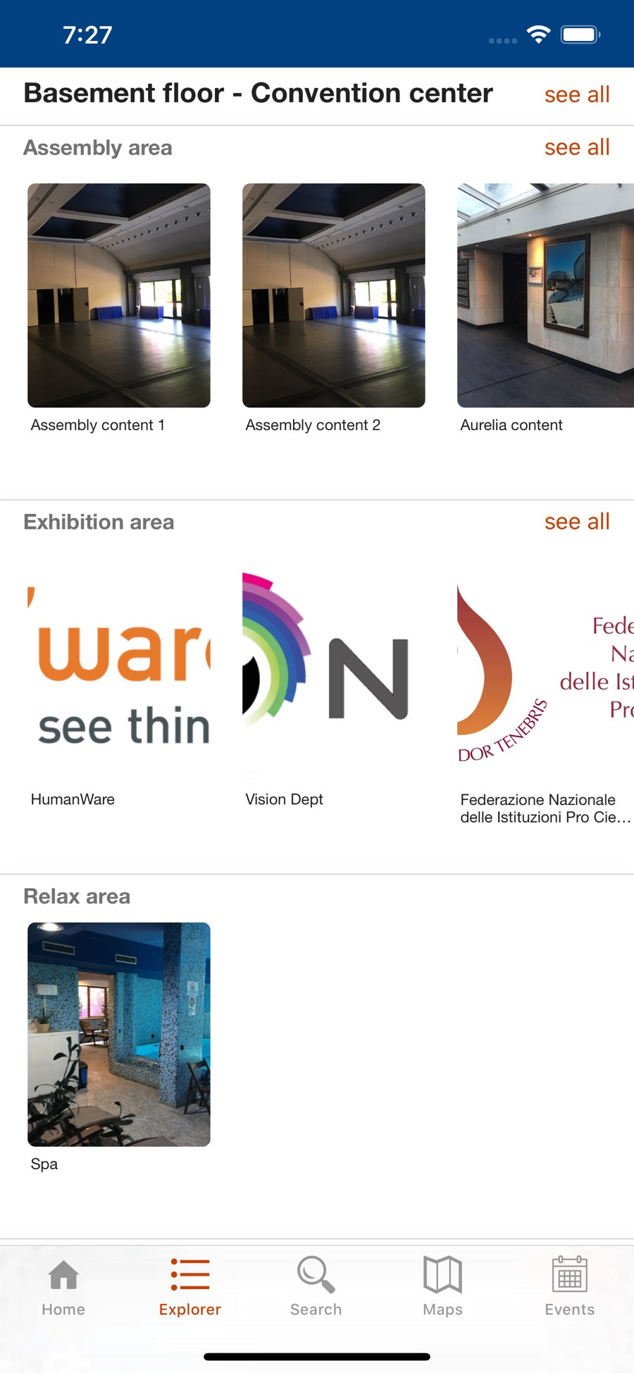 Schermata explorer dell'app EBU